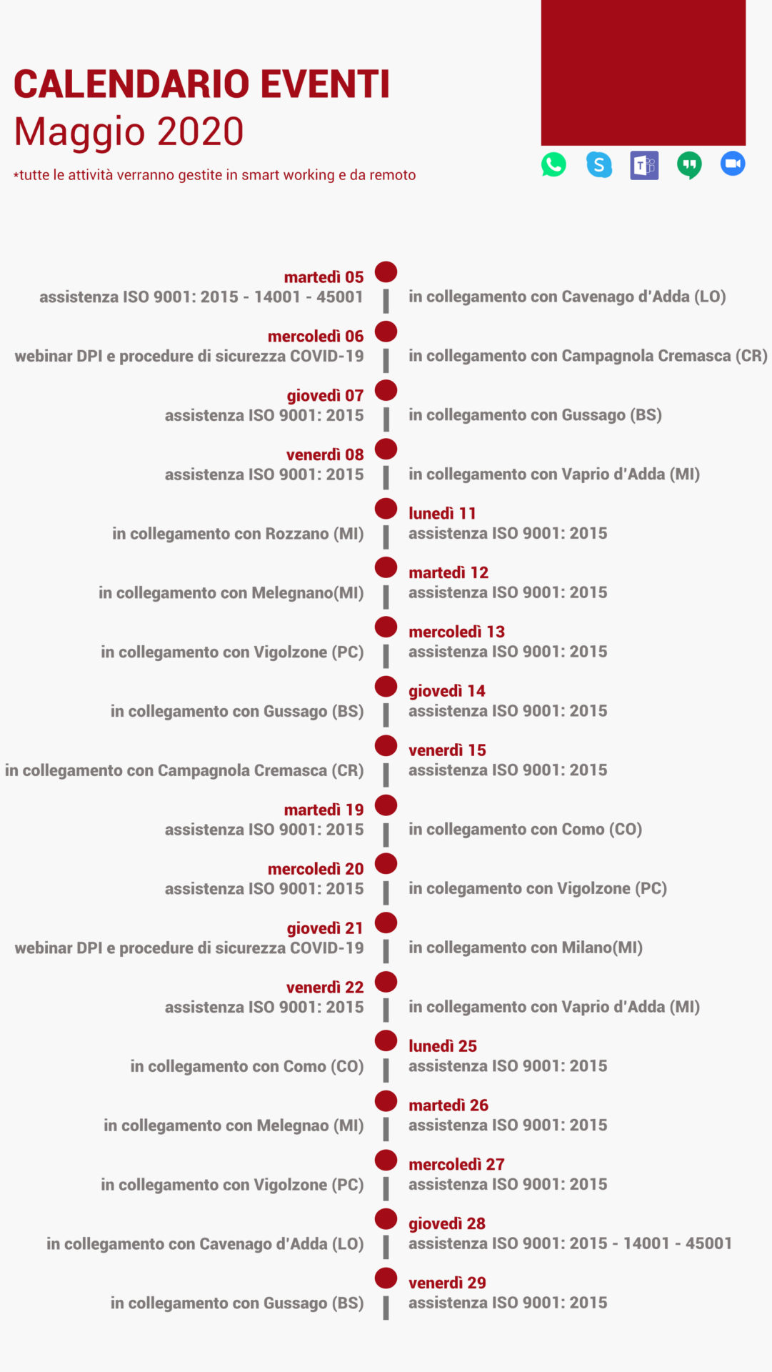 calendario eventi maggio 2020