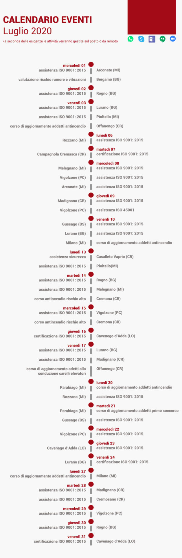 calendario, eventi, luglio, 2020