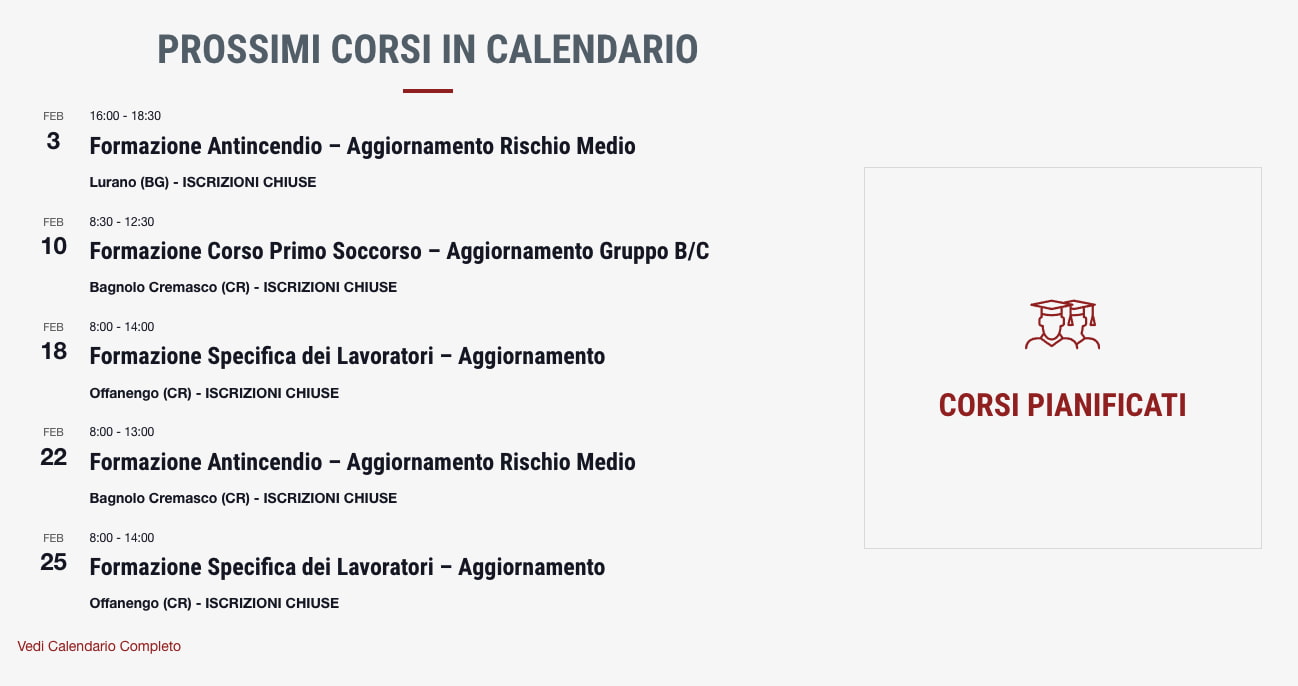 calendario eventi